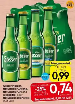 Spar Gösser märzen naturradler zitrone naturradler zitrone alkoholfrei Angebot