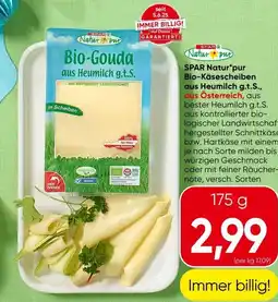 Spar Spar natur pur biokäsescheiben aus heumilch g.t.s Angebot