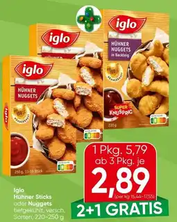 Spar Iglo hühner sticks oder nuggets Angebot