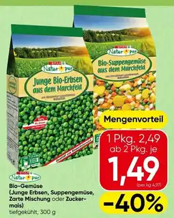 Spar Bio gemüse junge erbsen, suppengemüse, zarte mischung oder zucker mais Angebot