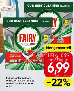 Spar Fairy geschirrspültabs platinum plus oder all-in-one tabs zitrone Angebot