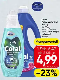 Spar Coral Feinwaschmittel Flüssig oder coral magic universal Angebot
