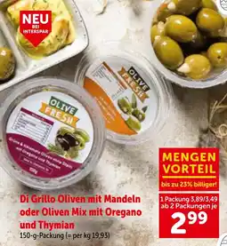 Interspar Di grillo oliven mit mandeln oder oliven mix mit oregano und thymian Angebot