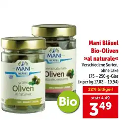 Interspar Mani Bläuel Bio Oliven al naturale Angebot