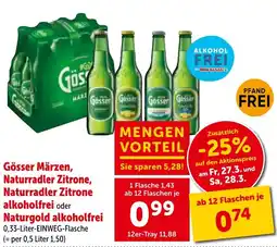 Interspar Gösser märzen, naturradler zitrone, naturradler zitrone alkoholfrei oder naturgold alkoholfrei Angebot