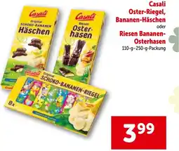 Interspar Casali oster-riegel, bananen häschen oder riesen bananen osterhasen Angebot
