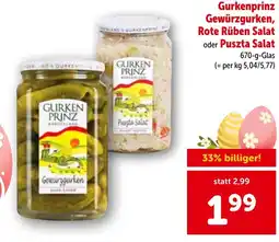 Interspar Gurkenprinz gewürzgurken, rote rüben salat oder puszta salat Angebot