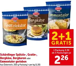 Interspar Schärdinger spätzle-, gratin-, bergkäse, bergbaron oder emmentaler gerieben Angebot