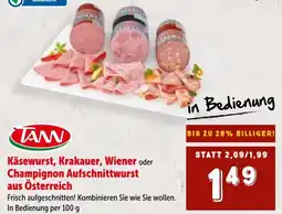 Interspar Käsewurst, krakauer, wiener oder champignon aufschnittwurst aus österreich Angebot