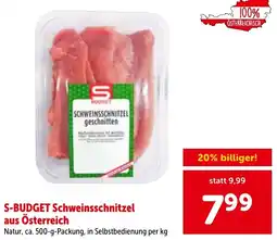 Interspar S budget schweinsschnitzel Angebot