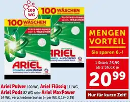 Interspar Ariel pulver,ariel flüssig, ariel pods oder ariel maxpower Angebot