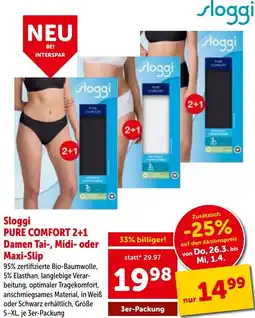 Interspar Sloggi pure comfort 2+1 damen tai-, midi- oder maxi-slip Angebot