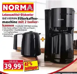 Norma Lebensmittel-diskonter severin filterkaffee- maschine mit 2 isolier- kannen Angebot
