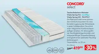 Concord select taschenfederkern-matratze vitalis spring h2 | vitalis spring h3