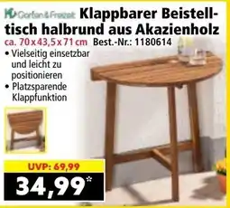 Norma Klappbarer Beistell- tisch halbrund aus Akazienholz Angebot