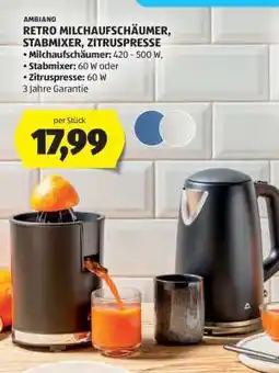 Hofer AMBIANO RETRO MILCHAUFSCHÄUMER, STABMIXER, ZITRUSPRESSE Angebot