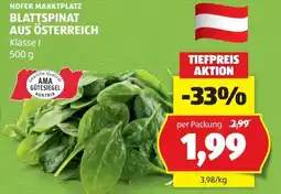 Hofer Hofer marktplatz blattspinat aus österreich Angebot