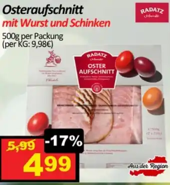Osteraufschnitt mit wurst und schinken