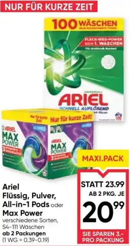 Maximarkt Ariel Flüssig, Pulver, All-in-1 Pods Max Power Angebot