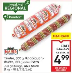 Maximarkt Tiroler, knoblauch wurst, extra Angebot