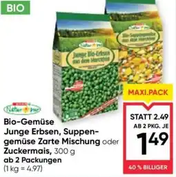 Maximarkt Bio-gemüse junge erbsen, suppen gemüse zarte mischung oder zuckermais Angebot