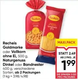 Maximarkt Recheis dinkel oder bandnester oder vollkorn ohne ei, naturgenuss dinkel oder bandnester Angebot