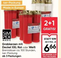 Maximarkt Grabkerzen mit deckel xxl rot oder weiß Angebot