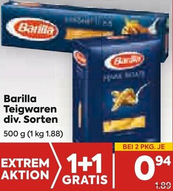 Billa Barilla Teigwaren Div. Sorten 500g Angebot