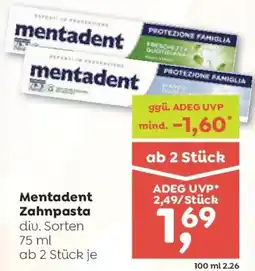 ADEG Mentadent Zahnpasta Angebot