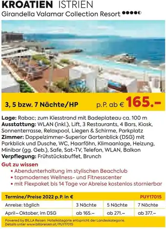 Billa Kroatien Istrien Girandella Valamar Collection Resort Angebot