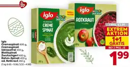Billa Iglo Cremespinat, Cremespinat laktosefrei, Blattspinat Zwutschgerl, Rahm-Spinat od. Rotkraut Angebot