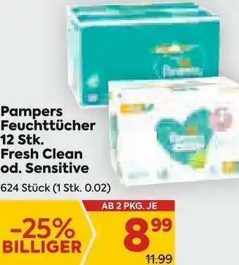 Billa Pampers Feuchttücher 12 Stk. Fresh Clean Od. Sensitive Angebot