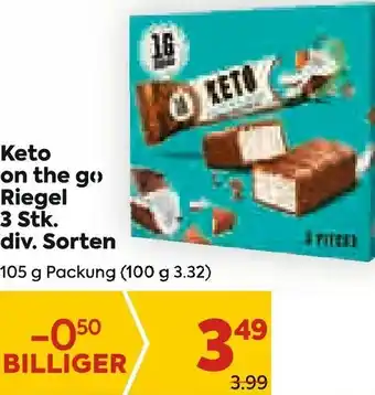 Billa Keto On The Go Riegel 3 Stk. Div. Sorten 105g Angebot