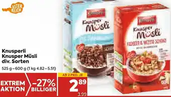 Billa Knusperli Knusper Müsli Div. Sorten 525-600g Angebot