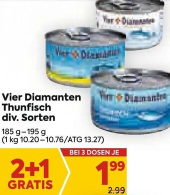 Billa Vier Diamanten Thunfisch Div. Sorten 185-195g Angebot