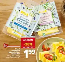 Billa BILLA immer gut Käsescheiben div. Sorten Angebot