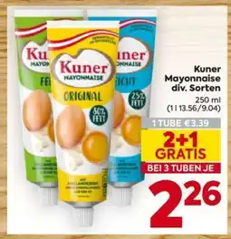 Billa Kuner Mayonnaise div. Sorten Angebot