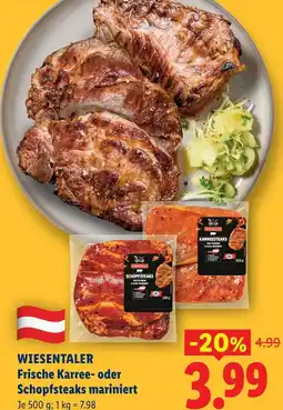 Lidl Wiesentaler frische karree- oder schopfsteaks mariniert Angebot