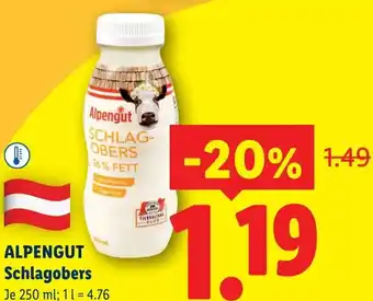 Lidl Alpengut schlagobers Angebot