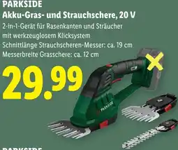 Lidl Parkside akku-gras- und strauchschere, 20 v Angebot