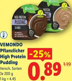 Lidl Vemondo pflanzlicher high protein pudding Angebot