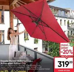 Maximarkt Doppler Pendel-Balkonschirm Active green Edition City Angebot