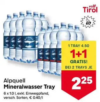 MPreis Alpquell Mineralwasser Tray Angebot