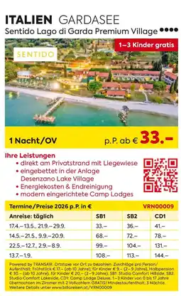 Billa Reisen Italien gardasee Angebot
