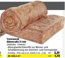 Bauhaus Knauf Insulation Glaswolle Trennwand-Dämmrolle TI 140 Angebot