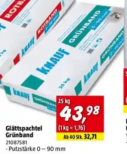 Bauhaus Knauf Füll- & Glättspachtel Grünband K1 Angebot