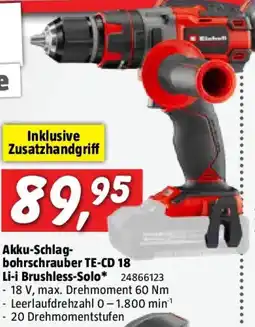 Bauhaus Einhell Professional Power X-Change 18V Akku-Schlagbohrschrauber TE-CD 18 Li-i Brushless-Solo Angebot
