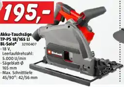 Bauhaus Einhell Professional Power X-Change 18V Akku-Tauchsäge TP-PS 18/165 LI BL-Solo Angebot