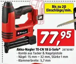 Bauhaus Einhell Power X-Change 18V Akku-Nagler TE-CN 18 Li - Solo Angebot