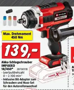 Bauhaus Einhell Professional Power X-Change 18V Akku-Schlagschrauber Impaxxo 18/450 Angebot